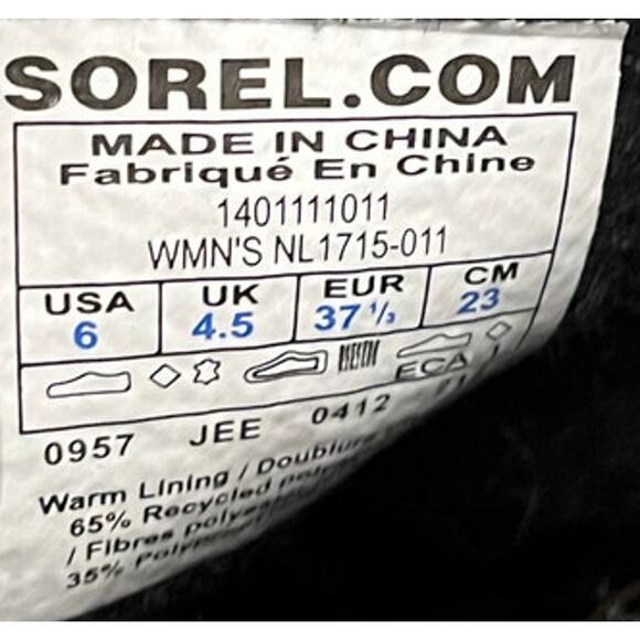 Womens Sorel Winter Waterproof Caribou Carnival Snow Boots Size 6 Black - Picture 5 of 5